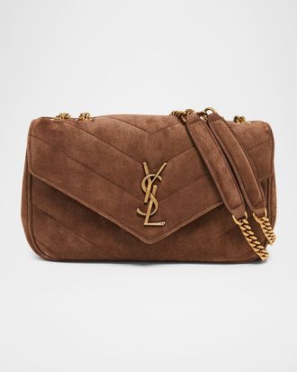 Saint Laurent Loulou Small YSL Shoulder Bag in Matelasse Suede