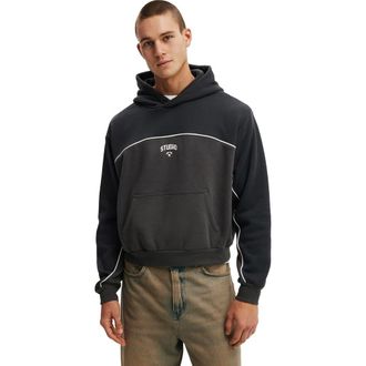 Cotton On Mens Cropped Fit Graphic Hoodie in Washed Black Studio at Nordstrom, Size Xx-Large