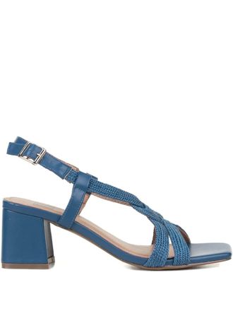 Bibi Lou Sandali in pelle intrecciata con tacco largo 60mm - Blu