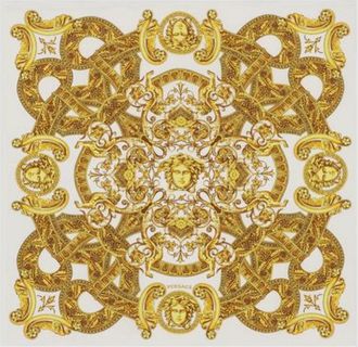 Versace White/Gold Barocco Pattern Silk Scarf