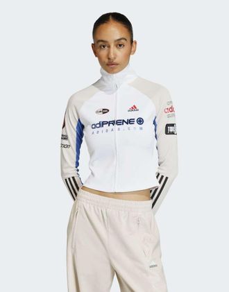 adidas Originals Teamgeist - Top slim bianco e bliss con zip