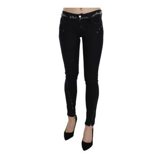 Costume National Skinny Jeans, female, Black, Size: W26 Low Waist Zipper Leg Skinny Denim Jeans