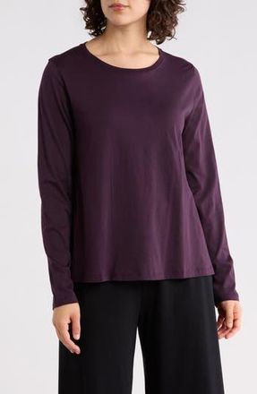 Eileen Fisher Organic Cotton Long Sleeve T-Shirt in Violet at Nordstrom Rack, Size X-Small