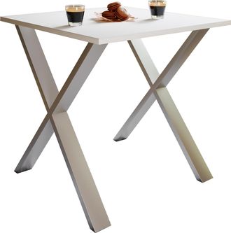 ebuy24 Ebuy24 - Mesa De Comedor De Madera Vcm Premium Al. 76 X An. 80 X P. 50 Cm Mesa De Comedor De Cocina Mesa Xona X (plata / Blanco)