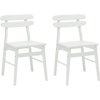 vidaXL Dining Chair 2 pcs White Solid Rubber Wood vidaXL