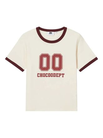 Chocoolate ringer-neckline graphic T-shirt - women - Cotton - S - Neutrals