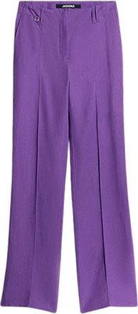 Jacquemus Le Pantalon Cordao - Dames - Wijde Broeken - Paars - M - Linnen - Broeken