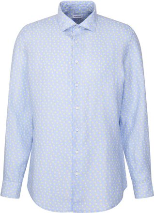 Seidensticker Businesshemd SEIDENSTICKER Slim, Herren, Gr. XL (43), normale &Auml;rmell&auml;ngen, blau, 100% Leinen, bedruckt, slim fit, 2-Knopf-Manschette, Hemden Businessh