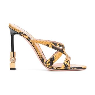 Bally Heeled Mules, female, Multicolor, Size: 6 US Yellow Snakeskin Print Leather Mules