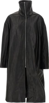 Rick Owens Dracucollar leren jas met opstaande hals en rits - Zwart