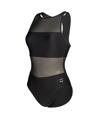 Arena Badeanzug ARENA arena Feel Damen Mesh Panels Vent Back Badeanzug, Damen, Gr. 38, N-Gr, schwarz, Obermaterial: 74% Polyamid, 26% Elasthan, Badeanz&uuml;ge B