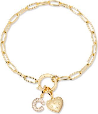Brook & York Lillian Initial Heart Charm Bracelet in Gold C at Nordstrom