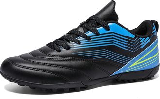 Generic Unisex Anti-Slip Lace-up Soccer Shoes - Breathable Low-top Football Shoes - Indoor Outdoor Training Sneakers (Black,7.5)