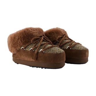 Moon Boot Shearling-Lined Moccasin Slipper - Brown