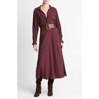 Vince Long Sleeve Shirtdress in Oxblood at Nordstrom, Size 14