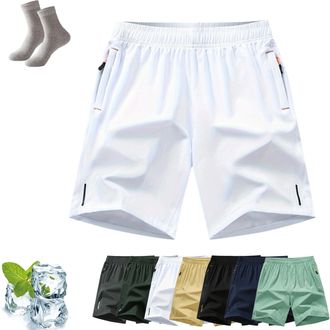 Generic Brysha Mens Shorts, Brysha SummerFlex Quick-Dry Shorts - Ultimate Comfort,Style &Versatility,Mens Athletic Shorts with Pocket (White,M)