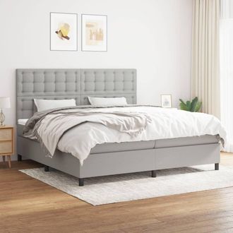 vidaXL Vidaxl - Cama Box Spring Con Colch&oacute;n Tela Gris Claro 200x200 Cm