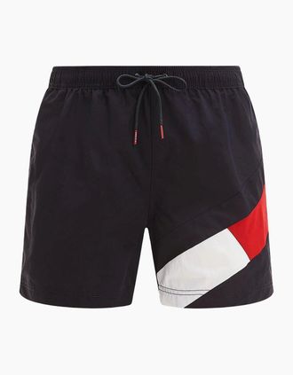 Tommy Hilfiger Mens Slim Fit Medium Drawstring Swim Shorts, Navy - Black - Size: 35/34/32