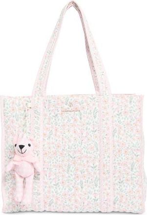 Nanette Lepore Floral Quilted Tote with Bear Charm & Crossbody Bag in Pretty Petals-Stripe-Gingham at Nordstrom Rack