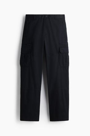 H&M Cargohose aus Twill in Regular Fit - Schwarz