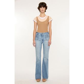 Kancan Brooke High Rise Flare Jeans in Medium Light Wash at Nordstrom, Size 27