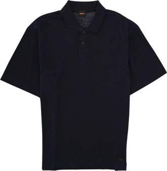 HUGO BOSS Dark Blue Solid Shirt Collar Polo
