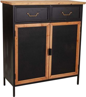 Wanderlust Deco Wanderlust Deco - Recibidor de madera y metal negro 80x34x90