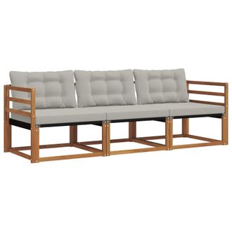 vidaXL Conjunto De Sof&aacute;s De Exterior 3 Pcs Gris Natural Y Claro Vidaxl