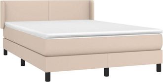 vidaXL Vidaxl - Cama Box Spring Con Colch&oacute;n Cuero Sint&eacute;tico Capuchino 140x190cm