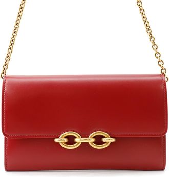 Saint Laurent Red Color Leather Chain/Shoulder Wallet (Pre-Owned)