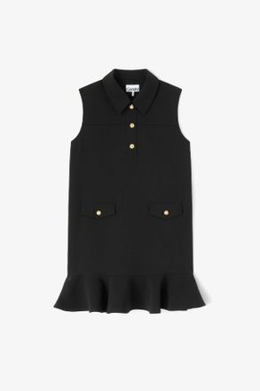 Ganni Black Twill Suiting Mini Dress - Size 10/12