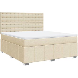 vidaXL Cama Box Spring Con Colch&oacute;n Tela Color Crema 180x200 Cm Vidaxl