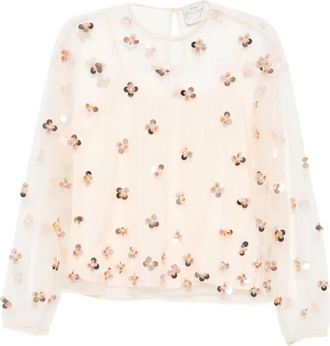 Forte_Forte Overhemden, Dames, Geel, M, Girocollo Over Ricamo Petites Etoiles