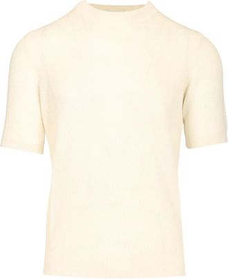 Mauro Ottaviani Tops, Heren, Wit, L, Katoen, Geribbelde T-shirt