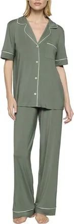 Eberjey Gisele Short Sleeve Pant Pajamas in Desert Sage/ivory at Nordstrom, Size X-Large