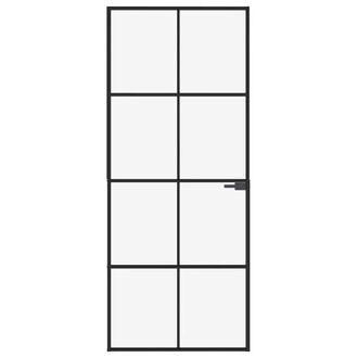 Berkfield Home Interior Door Black 83x201.5 cm Tempered Glass&Aluminium