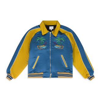 Rhude BLUE PALM EAGLES SOUVENIER BOMBER