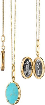 Monica Rich Kosann 18kt geelgouden Elle halsketting met turkoois hanger