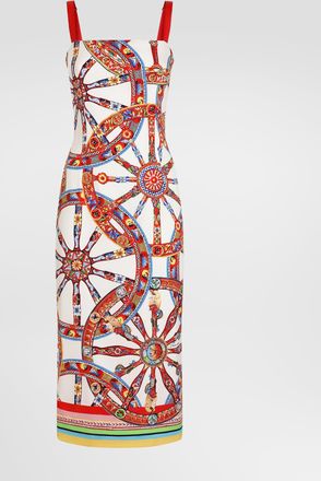 Dolce & Gabbana Carretto-print Charmeuse Dress - Woman Dresses Multi-colored 36
