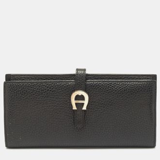 Aigner Black Leather Cybill Banknote Continental Wallet