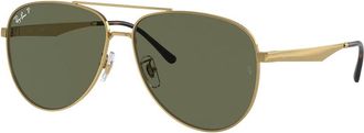 Ray-Ban Polarized Dark Green Pilot Unisex Sunglasses RB3712D 001/9A 62