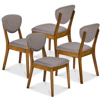 Best Choice Products Set of 4 Wooden Dining Chairs, Wood Modern Farmhouse Upholstered Chairs