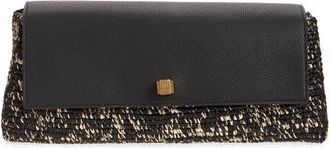 Khaite Audrey Raffia & Leather Clutch in 294 Black /White at Nordstrom