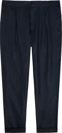 CH&Eacute; Studios Che Tapered-leg Cropped Linen Trousers - Navy - XL