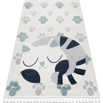 RugsX Carpet YOYO GD59 white / grey - Kitten for children, structural, sensory Fringes beige 140x190 cm