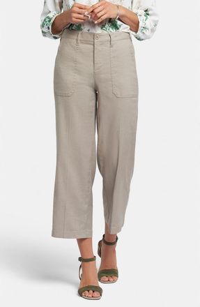 NYDJ Linen Blend Crop Wide Leg Pants in Saddlewood at Nordstrom, Size 10