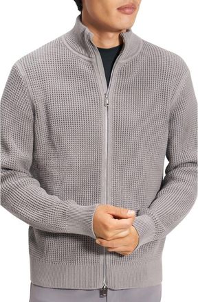 Theory Gary Front Zip Cardigan in Force Grey/ivory at Nordstrom, Size Small