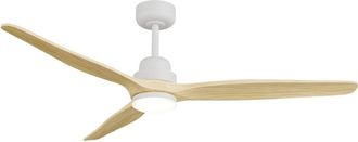 Sulion Ventilador de techo con luz motor DC blanco y madera 142cm