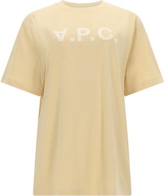 A.P.C. Beige Logo Crew Neck T-Shirt