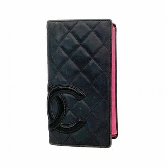 Chanel Black Leather Long Wallet (Bi-Fold) (Pre-Owned)